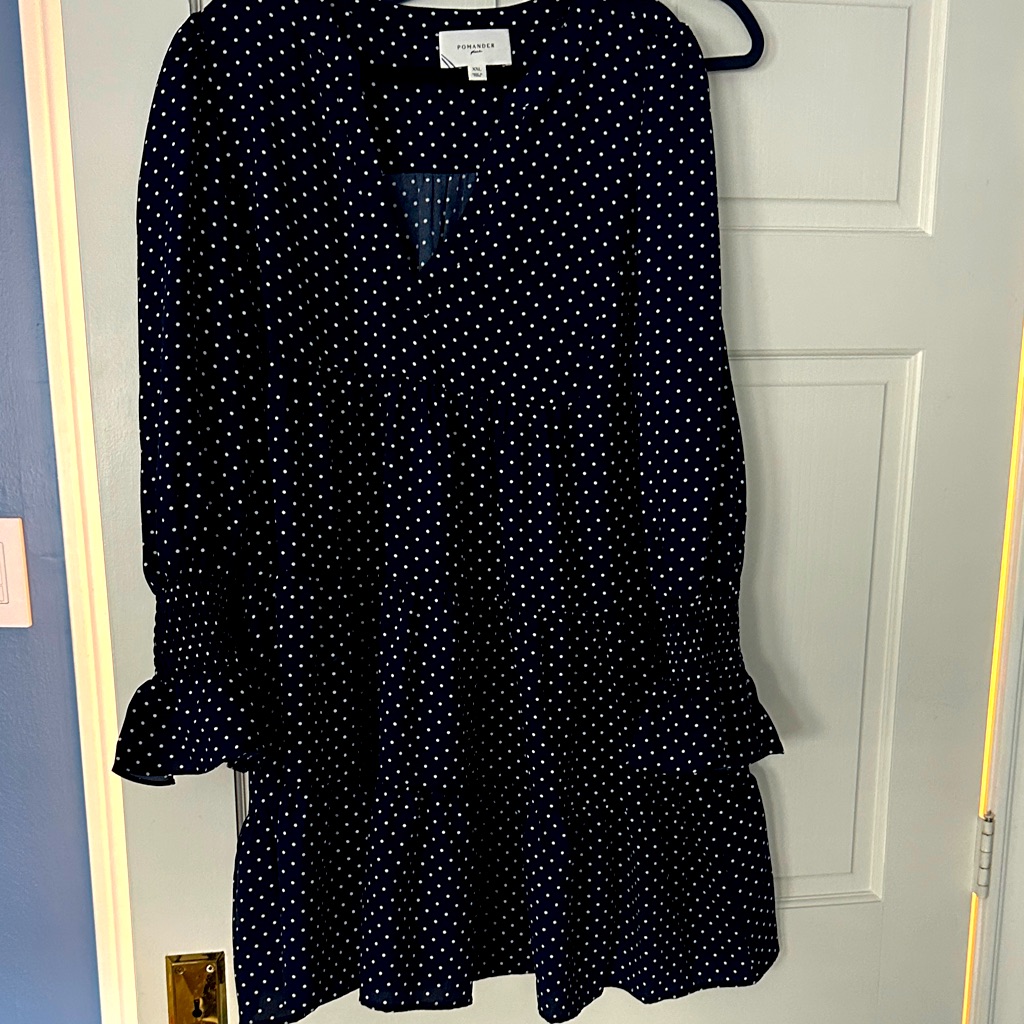 Tuckernuck Pomander Place Navy And White Polka Dot Dress Xxl
